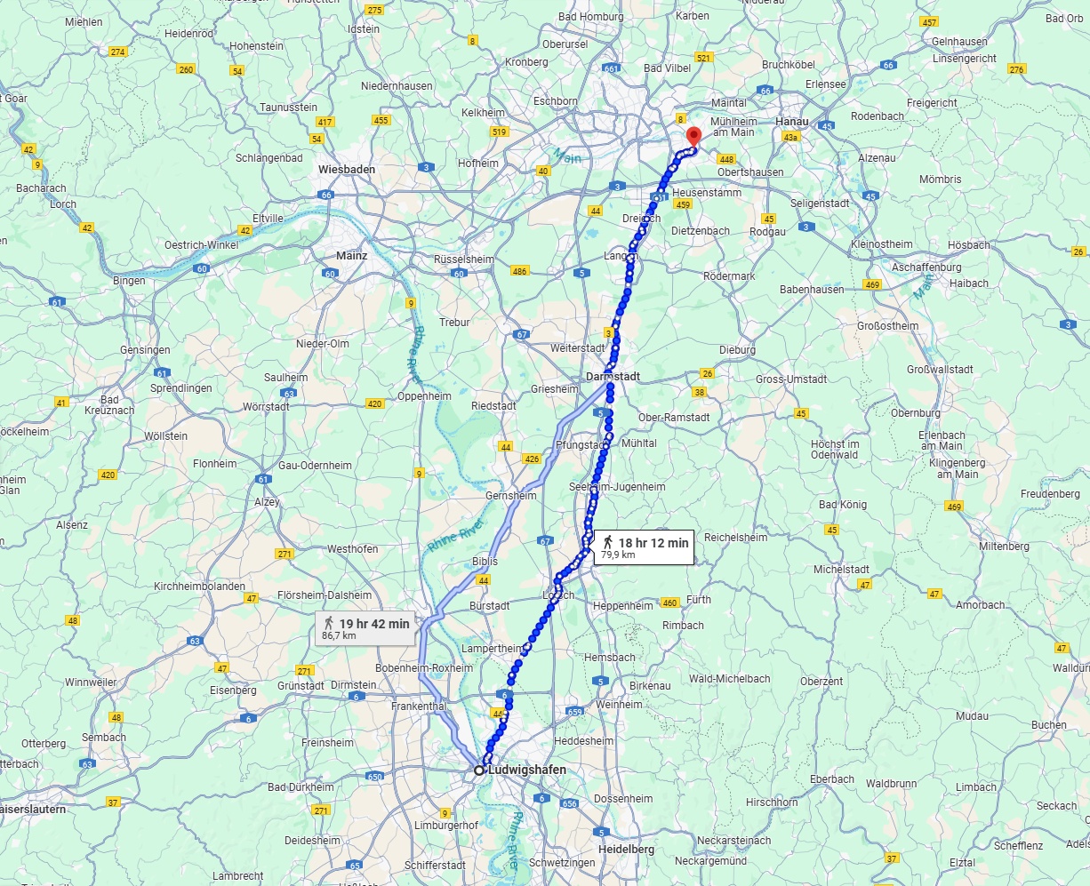 Anreise von Ludwigshafen am Rhein Zu Offenbach am Main Über 