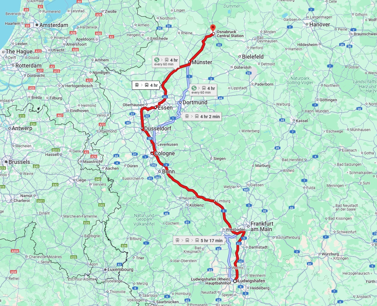 Anreise von Ludwigshafen am Rhein Zu Osnabrück Über 