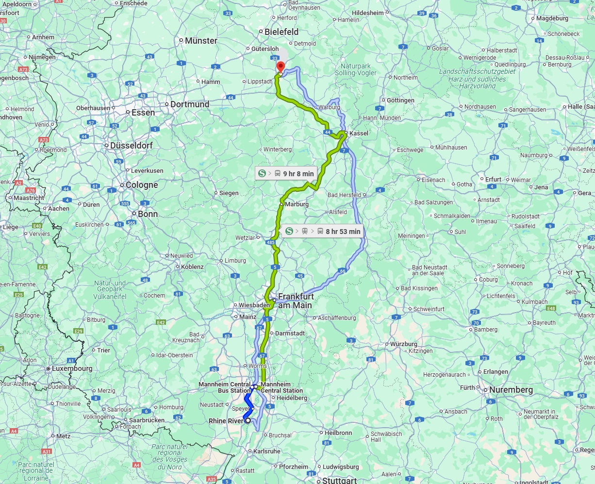 Anreise von Ludwigshafen am Rhein Zu Paderborn Über 