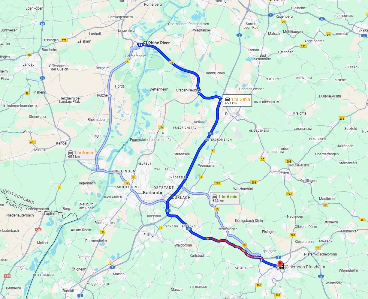 Anreise von Ludwigshafen am Rhein Zu Pforzheim Über via B35, A5 and A8