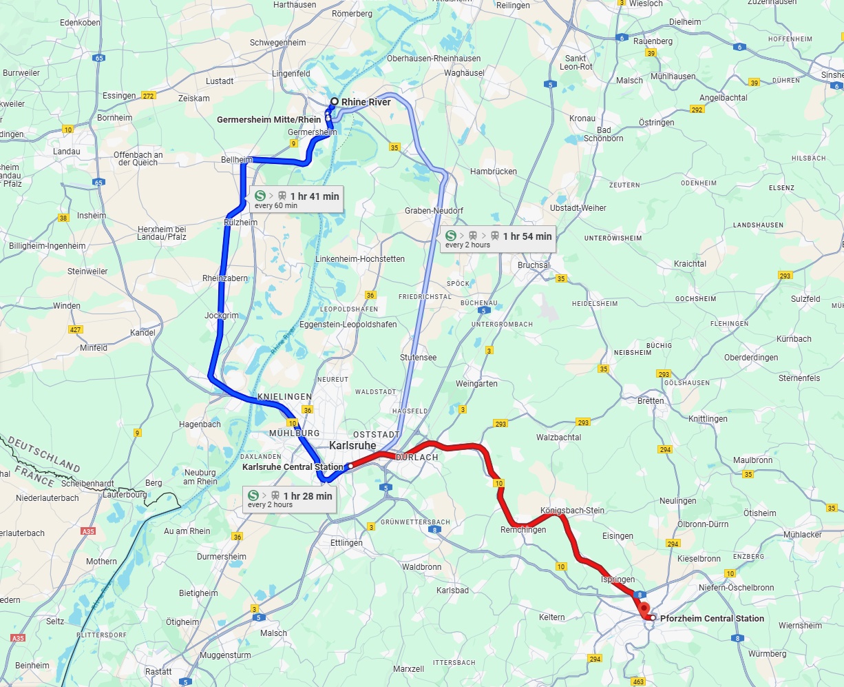 Anreise von Ludwigshafen am Rhein Zu Pforzheim Über 