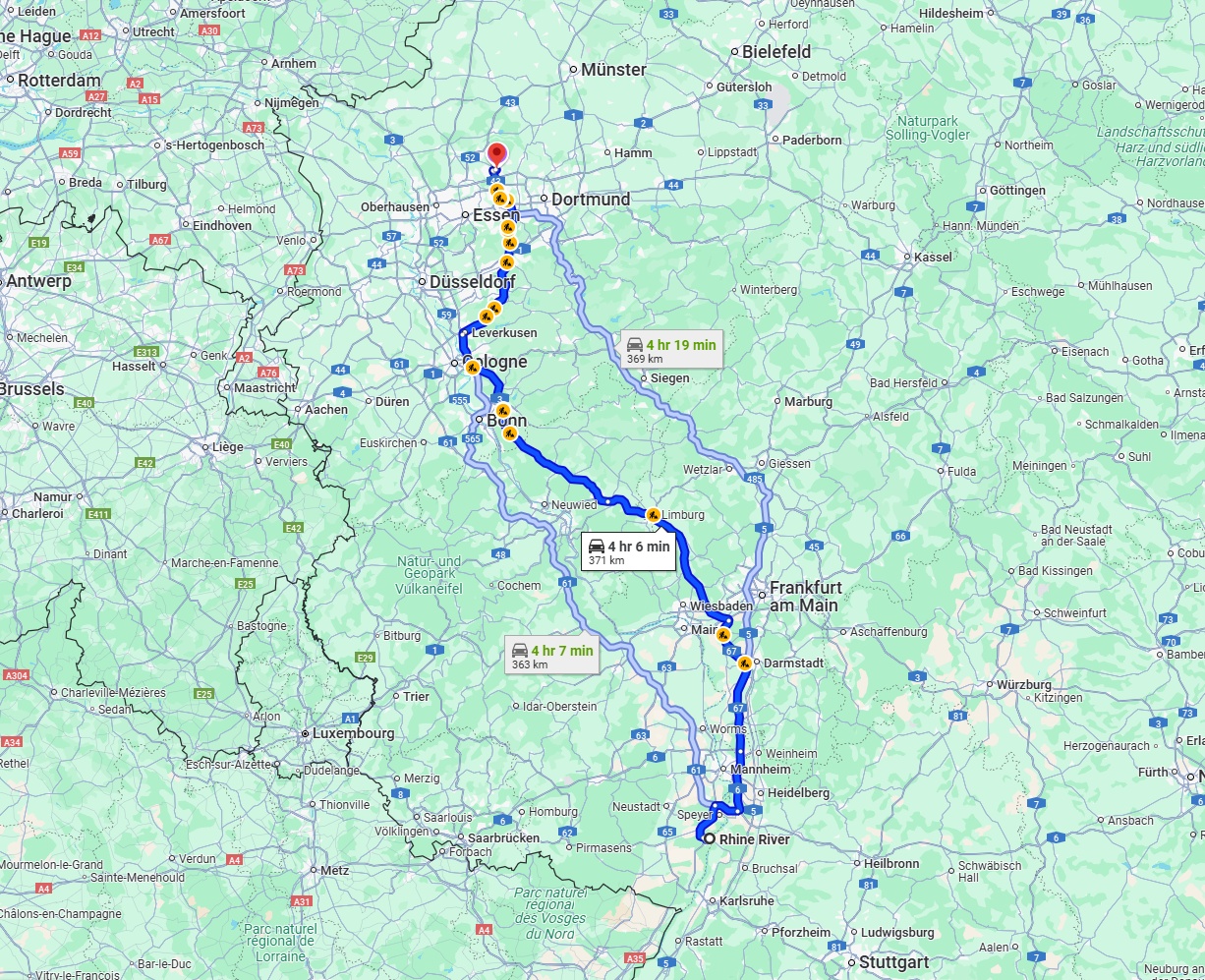 Anreise von Ludwigshafen am Rhein Zu Recklinghausen Über via A3