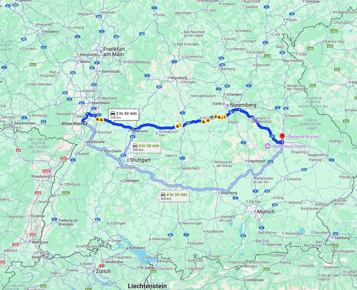 Anreise von Ludwigshafen am Rhein Zu Regensburg Über via A6
