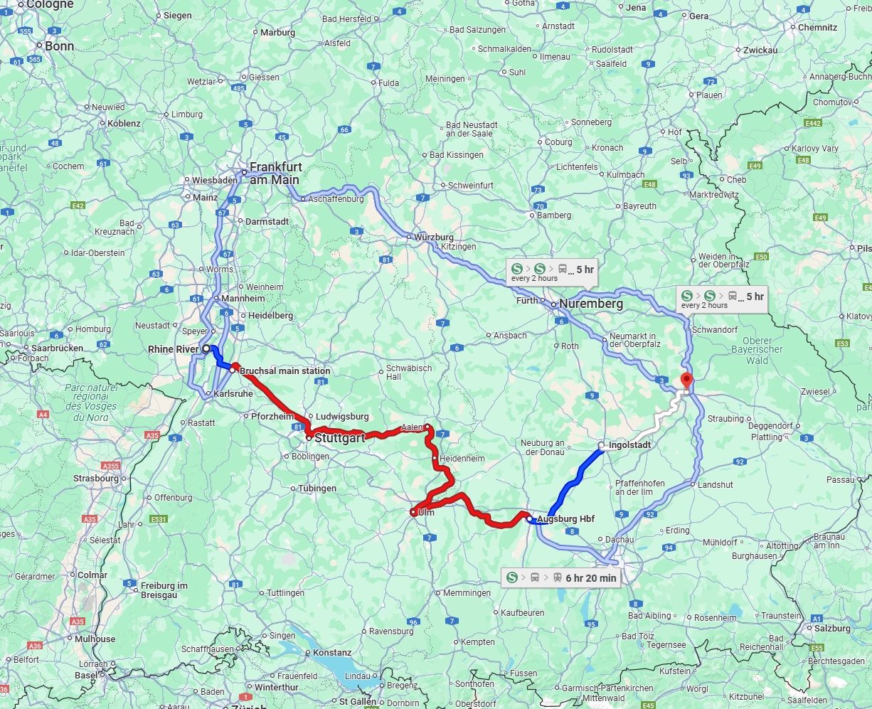 Anreise von Ludwigshafen am Rhein Zu Regensburg Über 