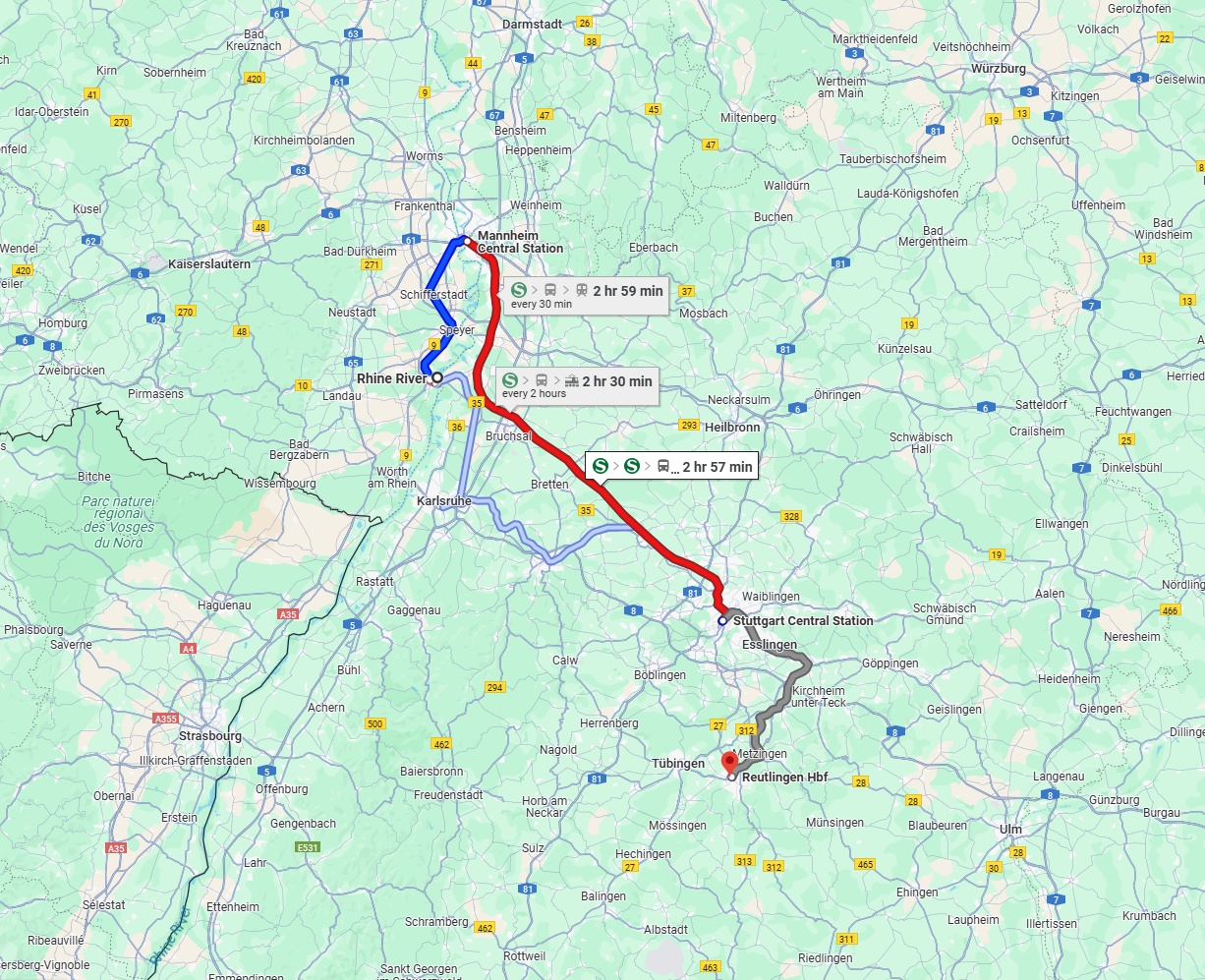 Anreise von Ludwigshafen am Rhein Zu Reutlingen Über 