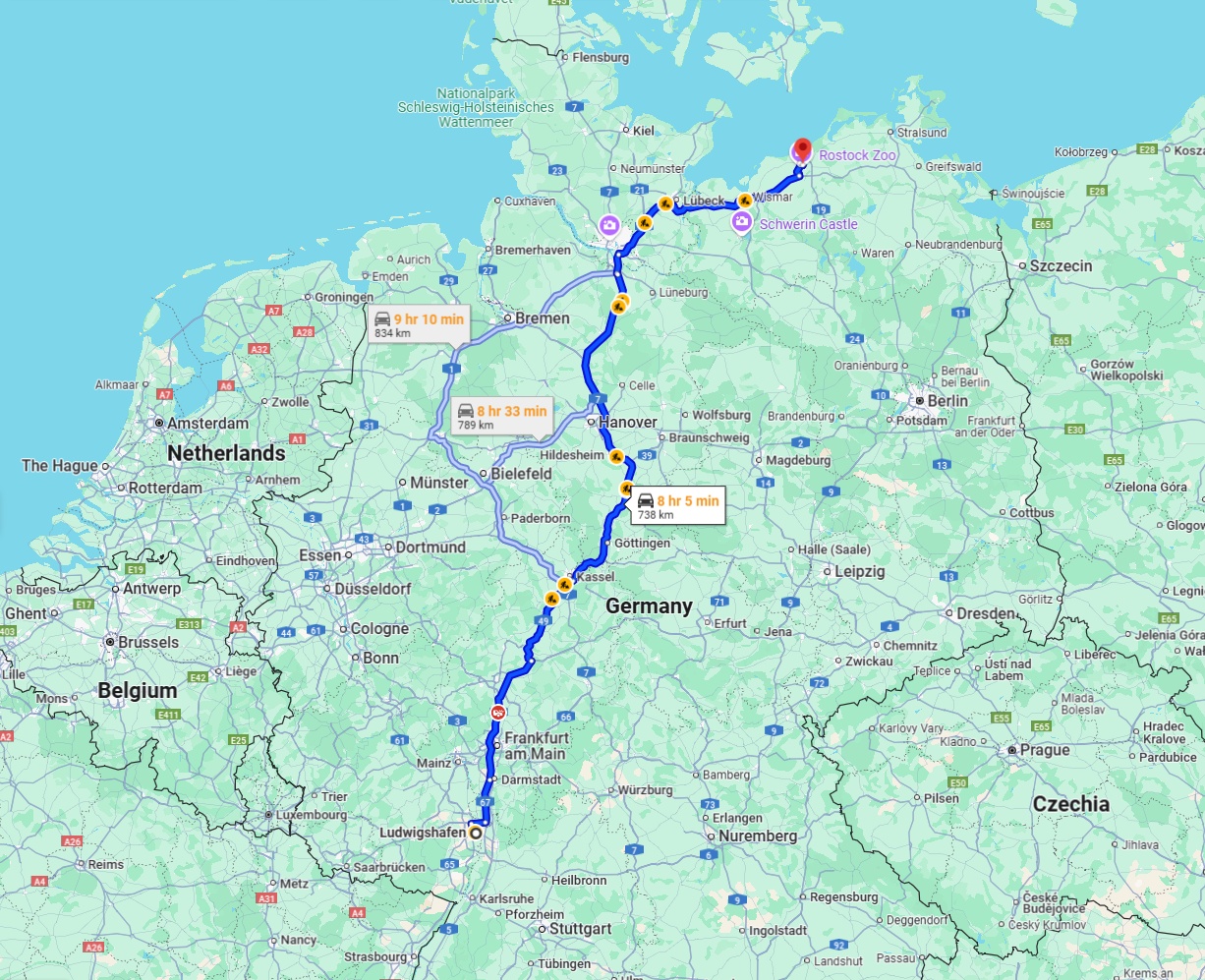 Anreise von Ludwigshafen am Rhein Zu Rostock Über via A7