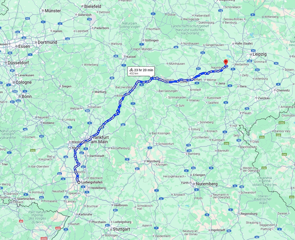 Anreise von Ludwigshafen am Rhein Zu Saale Über 