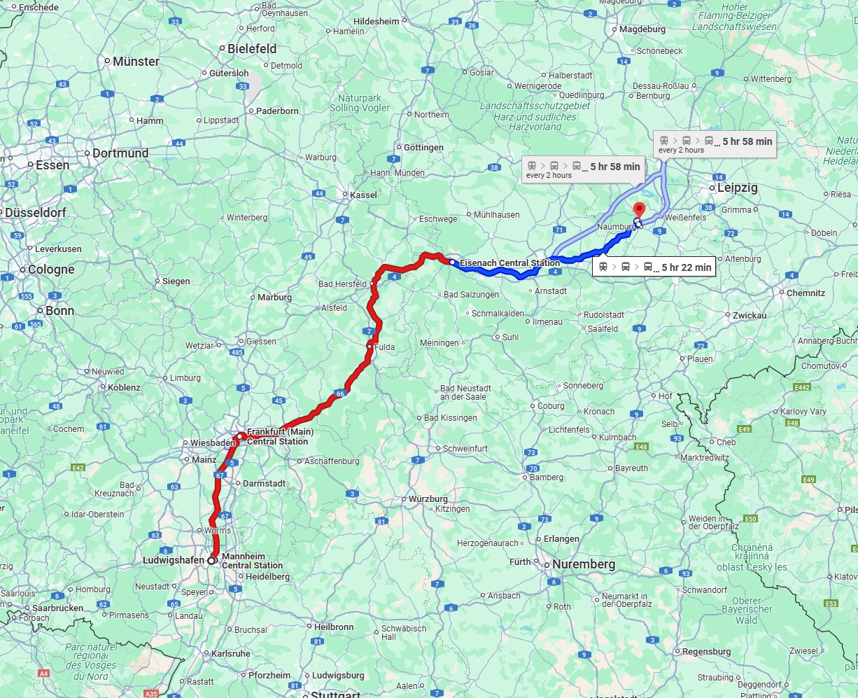 Anreise von Ludwigshafen am Rhein Zu Saale Über 