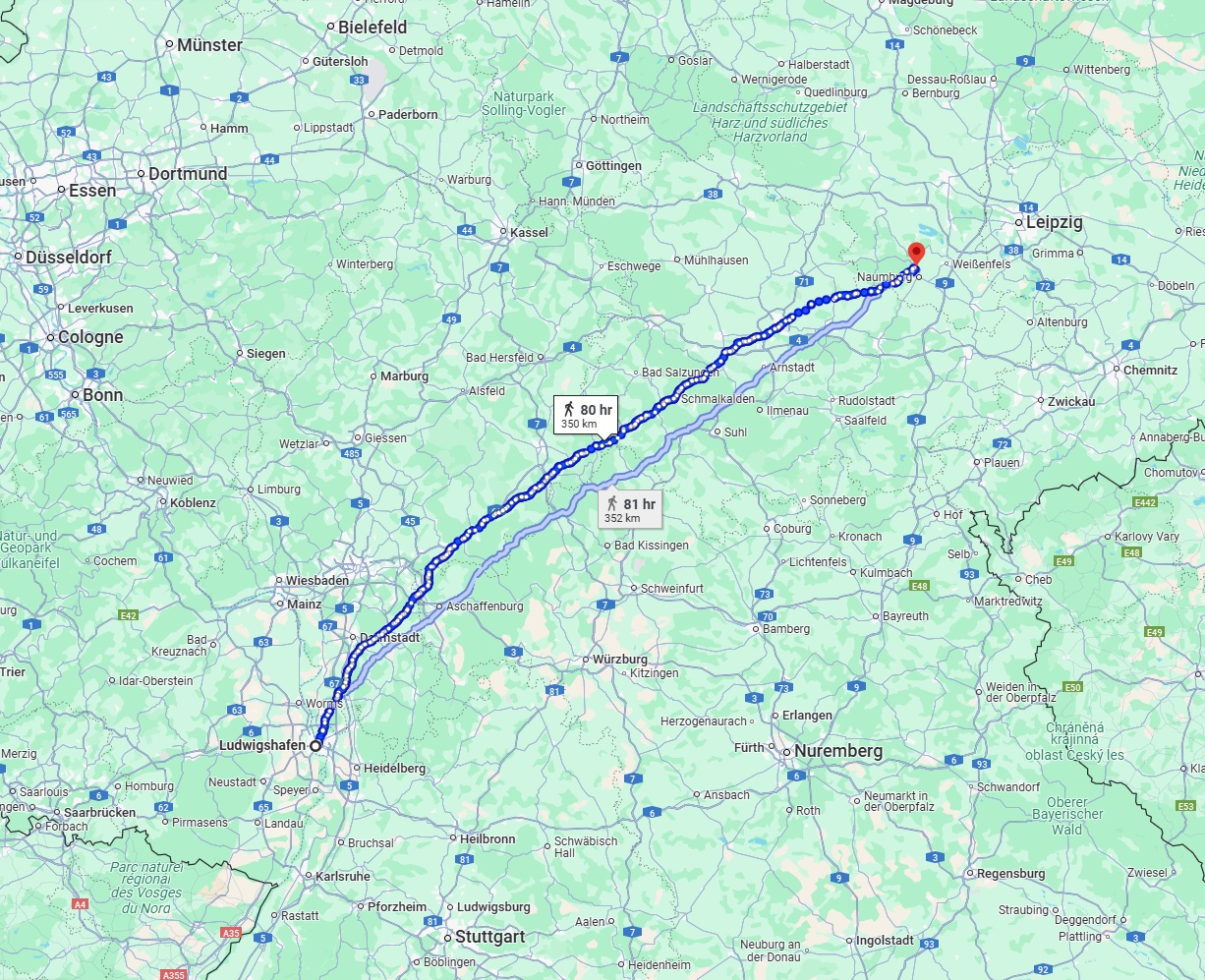 Anreise von Ludwigshafen am Rhein Zu Saale Über 