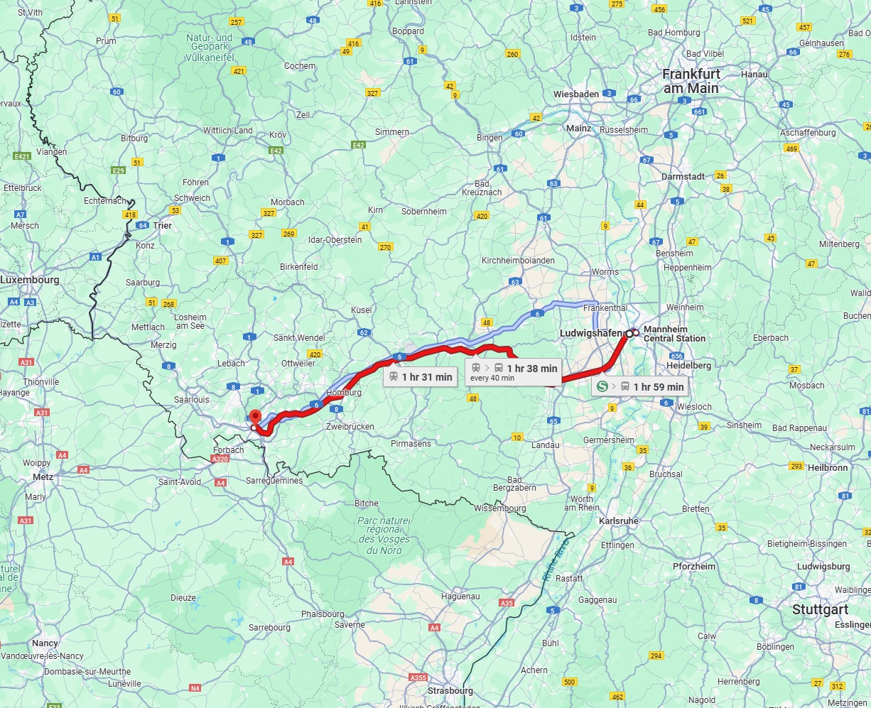 Anreise von Ludwigshafen am Rhein Zu Saarbrücken Über 