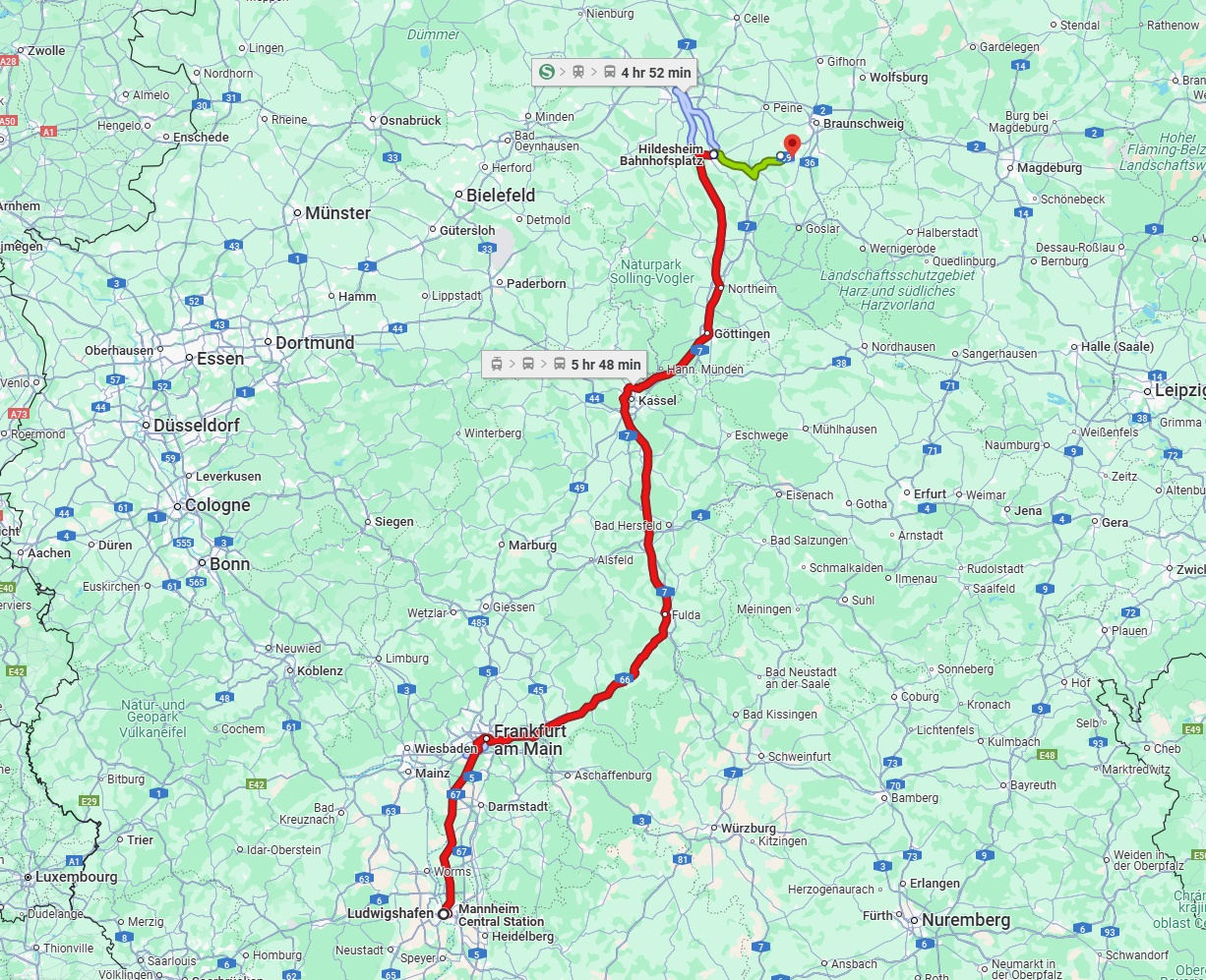 Anreise von Ludwigshafen am Rhein Zu Salzgitter Über 
