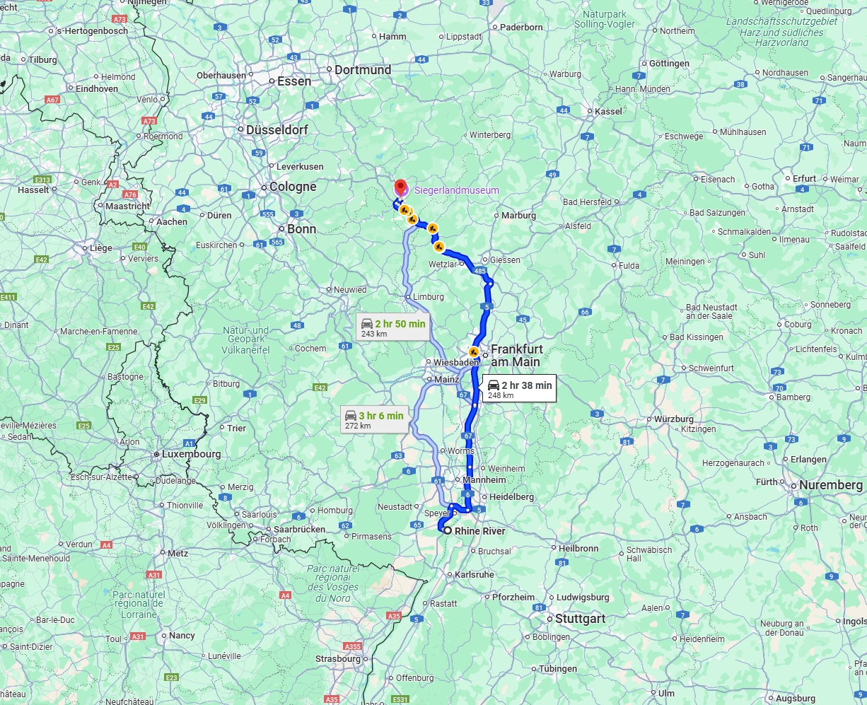 Anreise von Ludwigshafen am Rhein Zu Siegen Über via A5 and A45