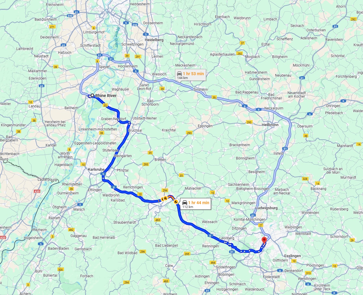 Anreise von Ludwigshafen am Rhein Zu Stuttgart Über via A8