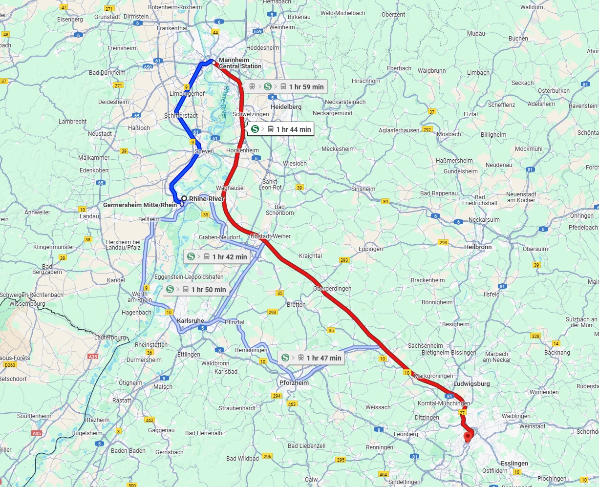 Anreise von Ludwigshafen am Rhein Zu Stuttgart Über 