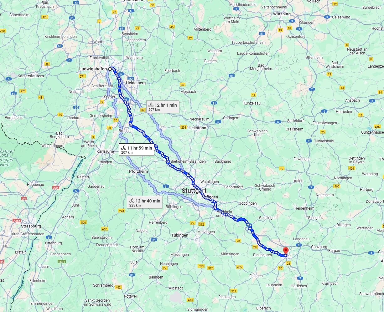 Anreise von Ludwigshafen am Rhein Zu Ulm Über 