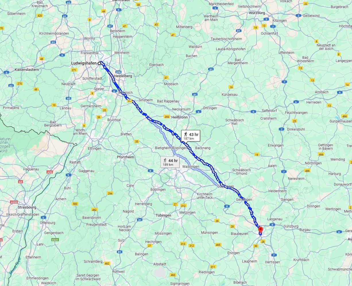 Anreise von Ludwigshafen am Rhein Zu Ulm Über 