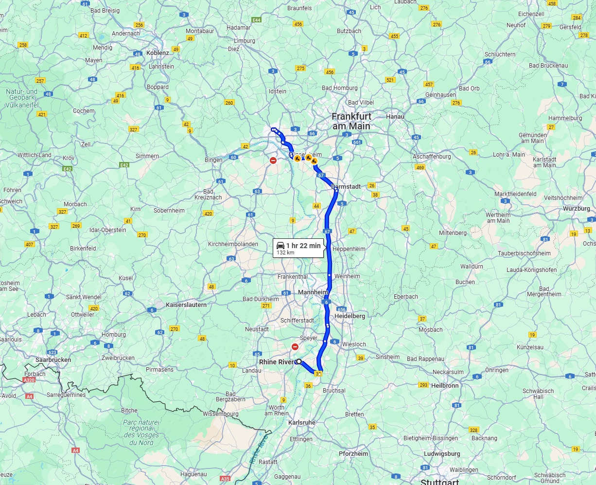 Anreise von Ludwigshafen am Rhein Zu Wiesbaden Über via A67