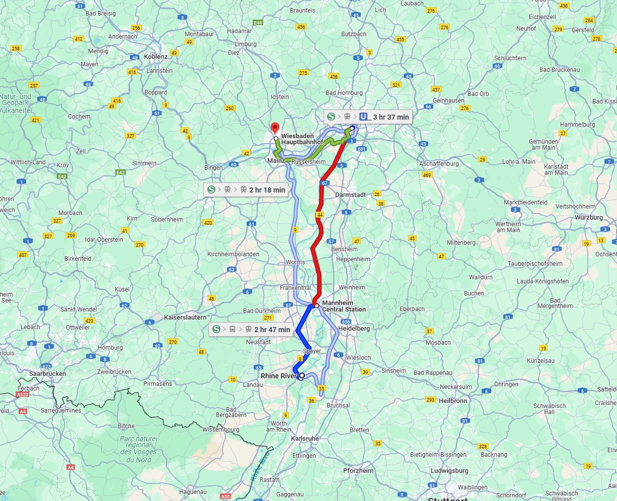 Anreise von Ludwigshafen am Rhein Zu Wiesbaden Über 