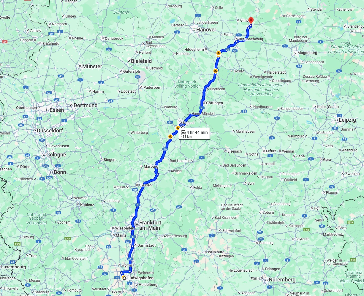 Anreise von Ludwigshafen am Rhein Zu Wolfsburg Über via A5 and A7