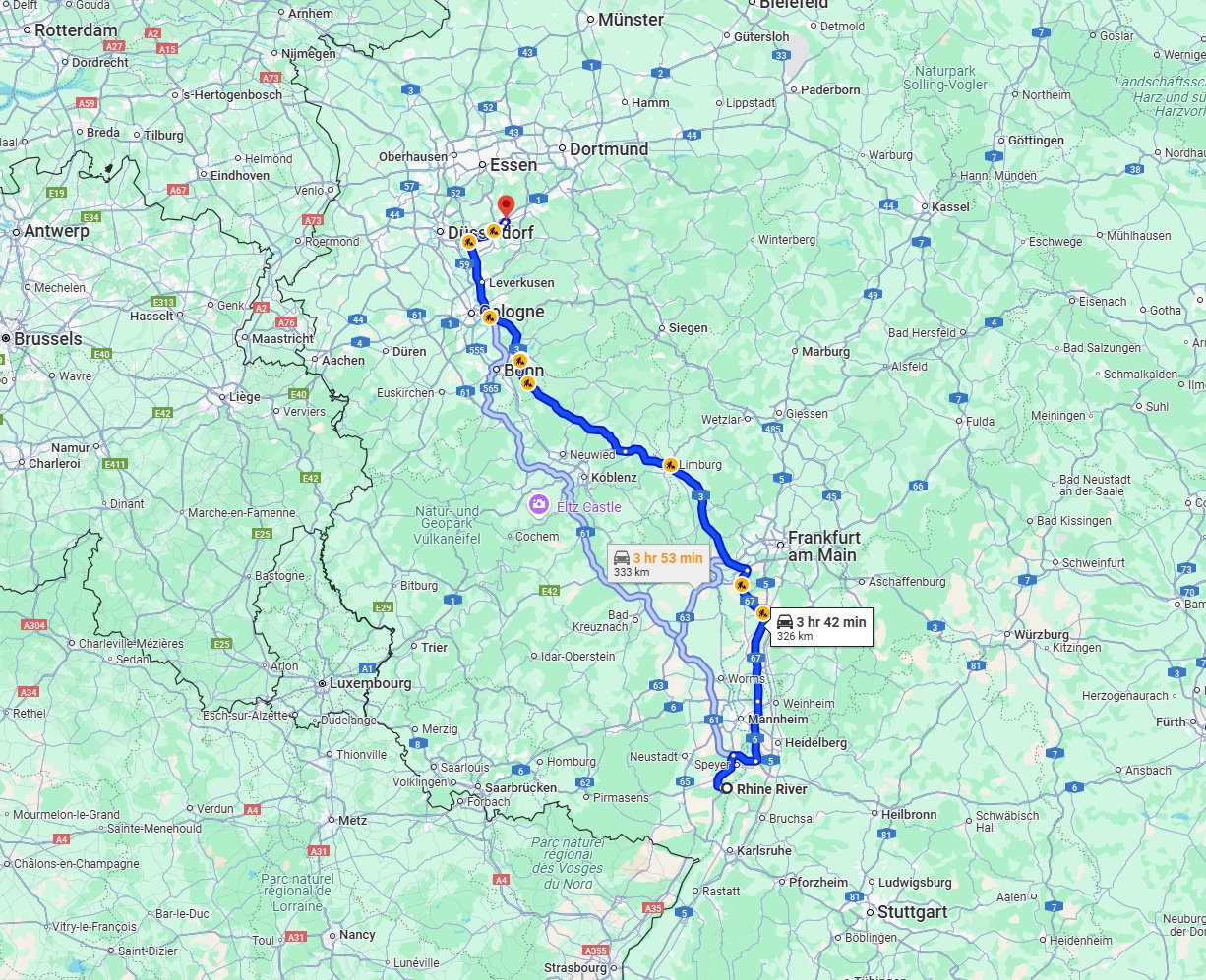 Anreise von Ludwigshafen am Rhein Zu Wuppertal Über via A3