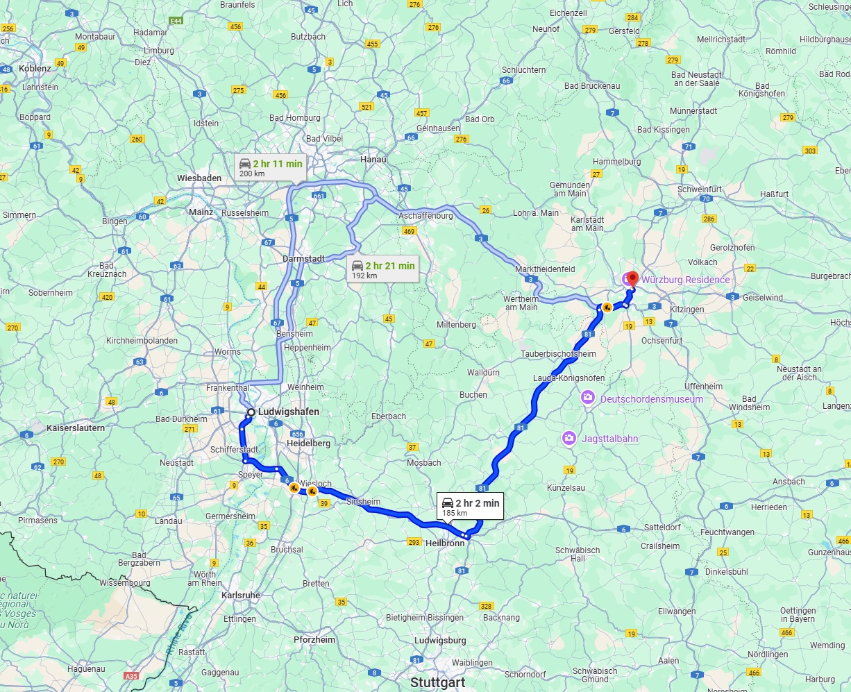 Anreise von Ludwigshafen am Rhein Zu Würzburg Über via A6 and A81