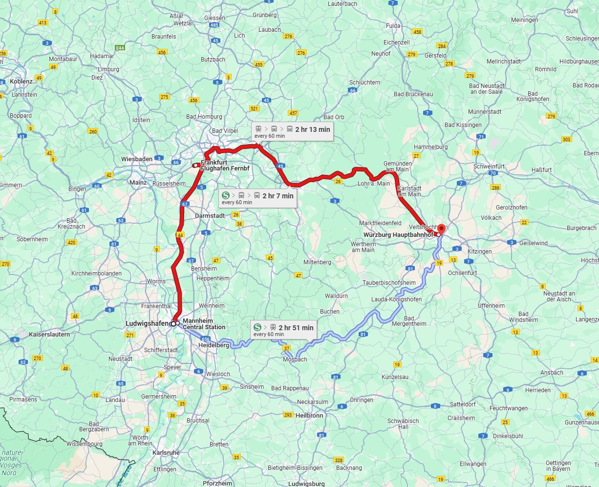 Anreise von Ludwigshafen am Rhein Zu Würzburg Über 