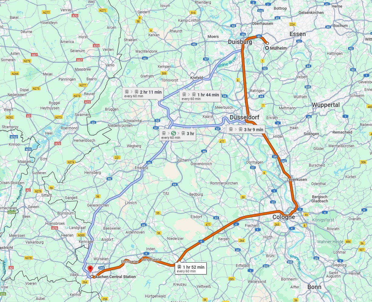 Anreise von Mülheim an der Ruhr Zu Aachen Über 