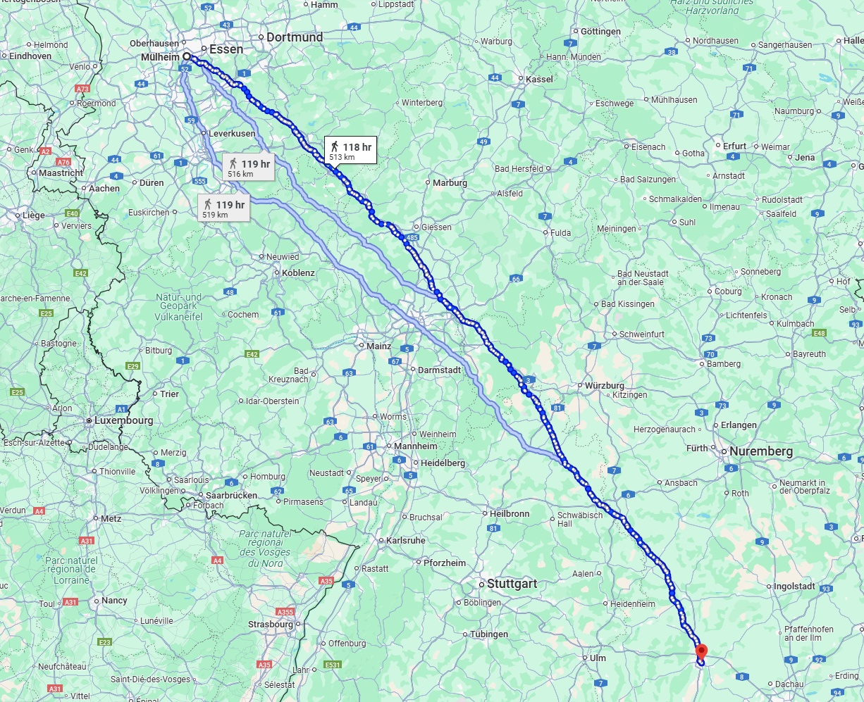 Anreise von Mülheim an der Ruhr Zu Augsburg Über 