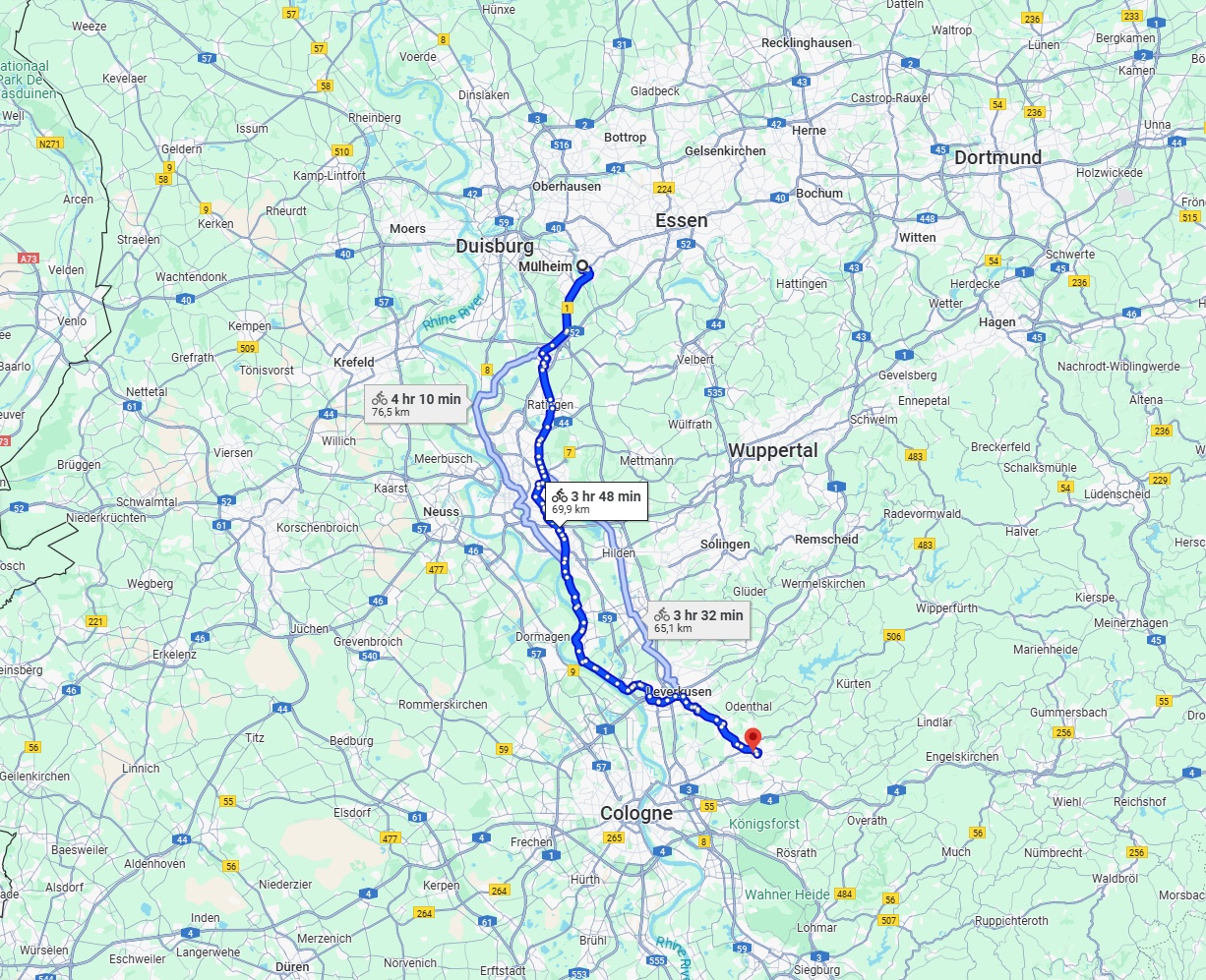 Anreise von Mülheim an der Ruhr Zu Bergisch Gladbach Über 