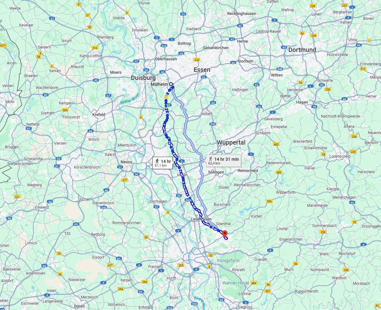 Anreise von Mülheim an der Ruhr Zu Bergisch Gladbach Über 