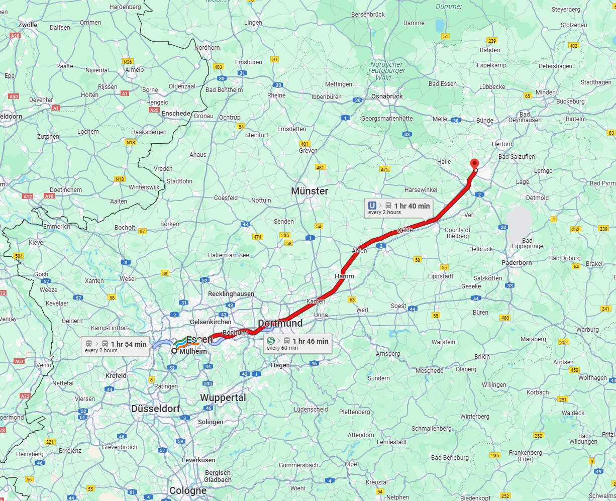 Anreise von Mülheim an der Ruhr Zu Bielefeld Über 