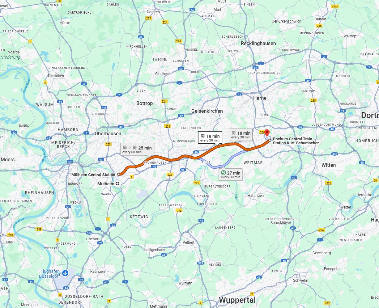 Anreise von Mülheim an der Ruhr Zu Bochum Über 