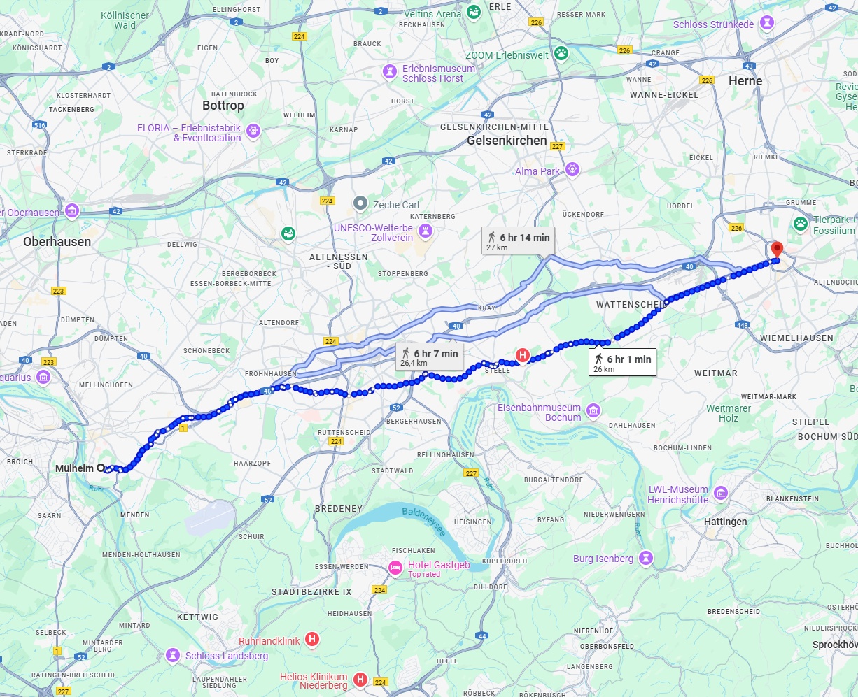 Anreise von Mülheim an der Ruhr Zu Bochum Über 