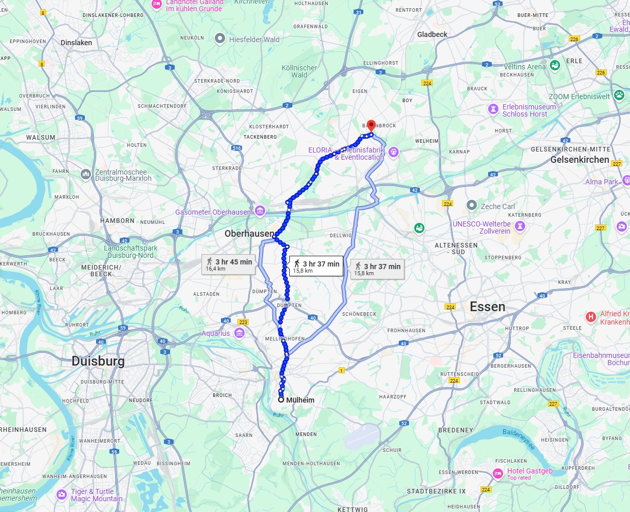Anreise von Mülheim an der Ruhr Zu Bottrop Über 