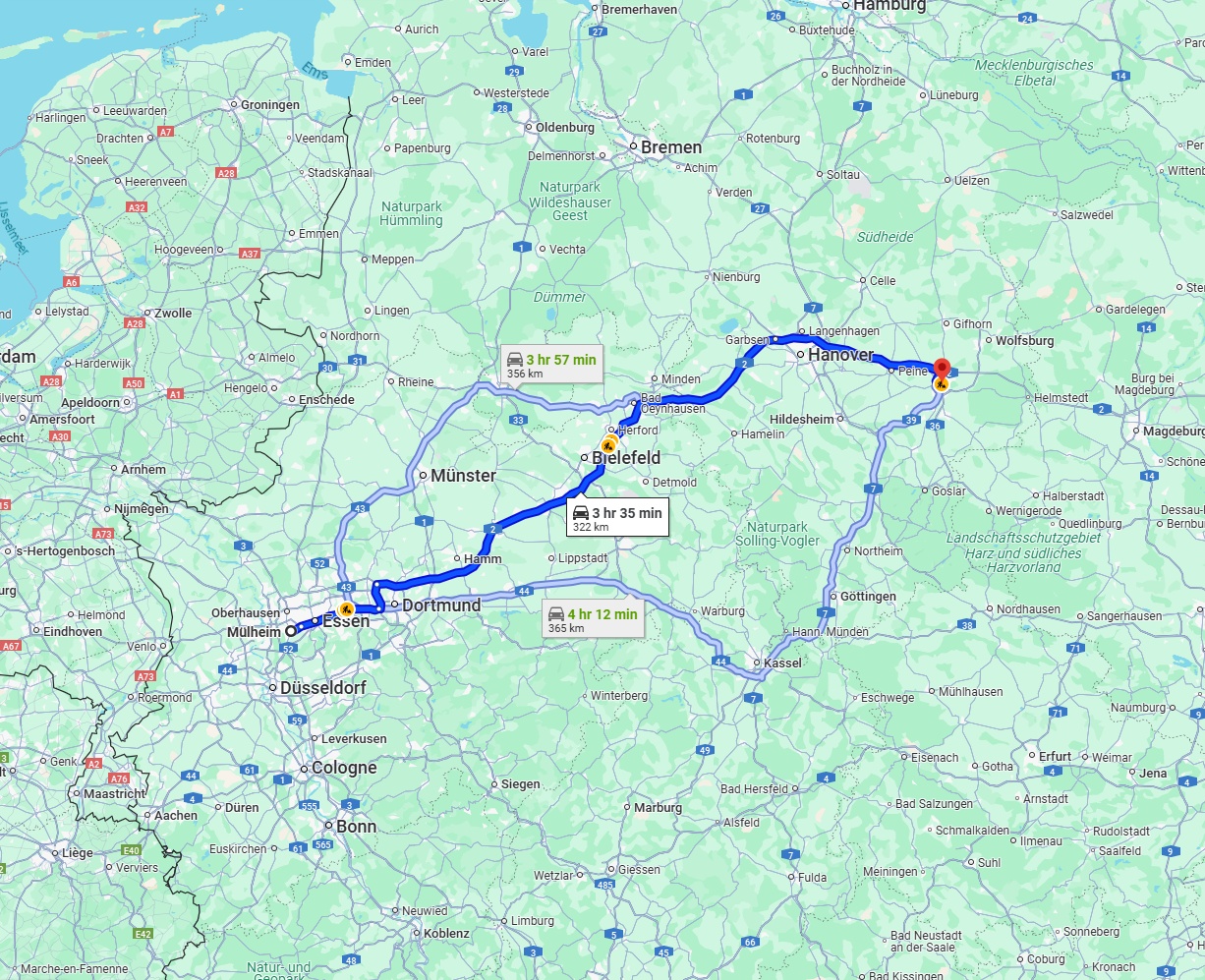 Anreise von Mülheim an der Ruhr Zu Braunschweig Über via A2