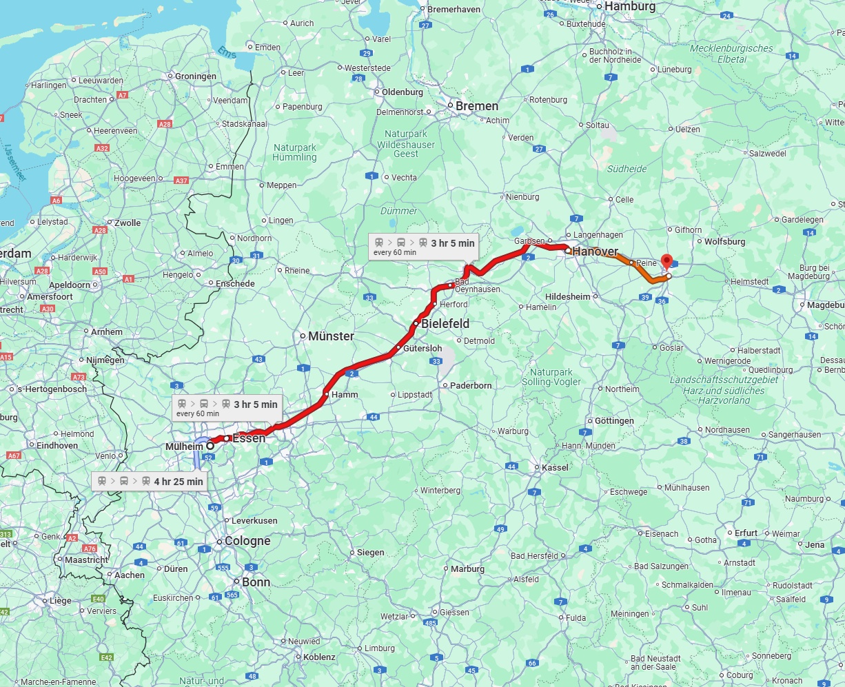 Anreise von Mülheim an der Ruhr Zu Braunschweig Über 