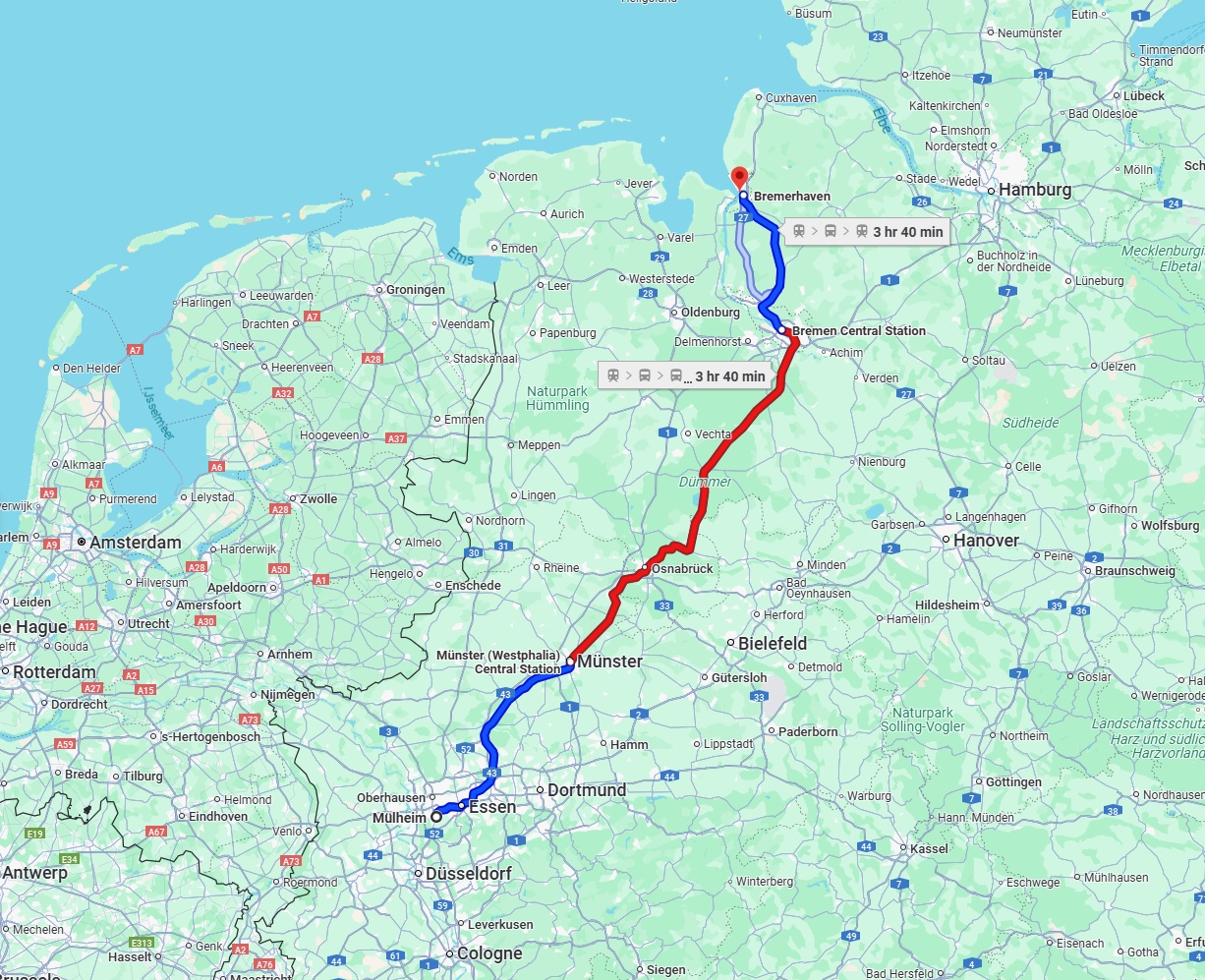 Anreise von Mülheim an der Ruhr Zu Bremerhaven Über 