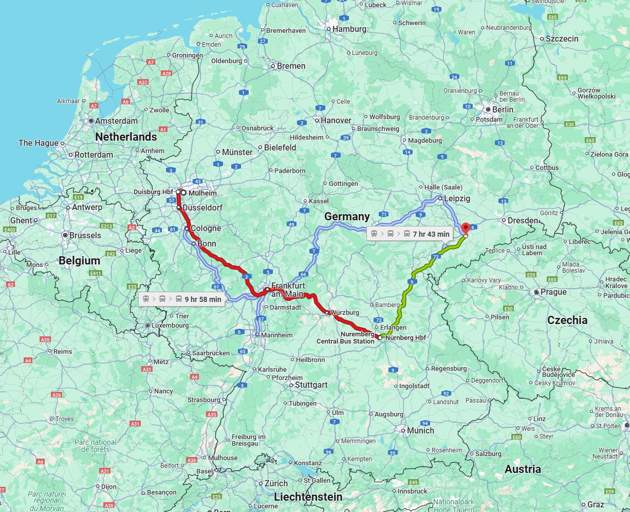 Anreise von Mülheim an der Ruhr Zu Chemnitz Über 