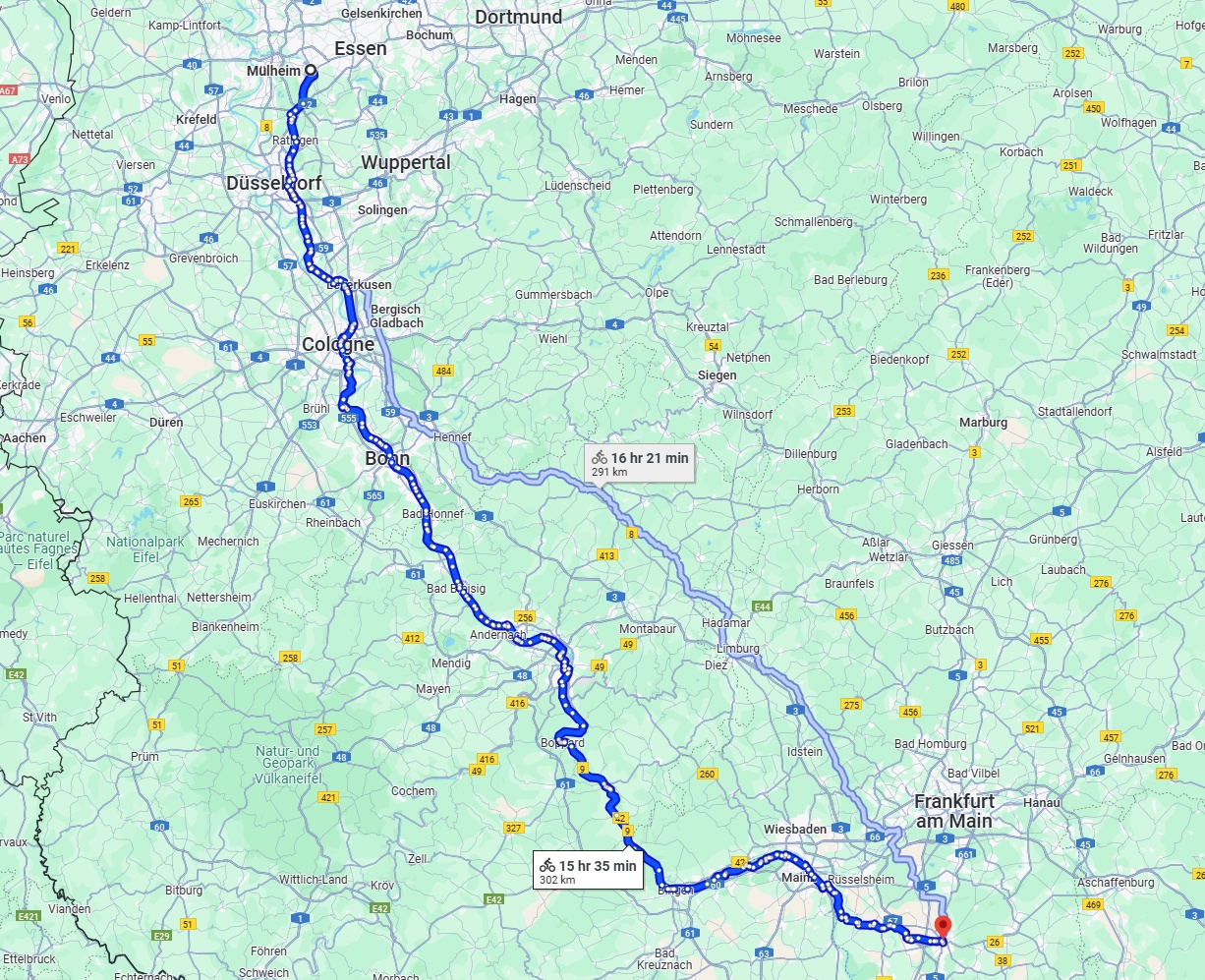 Anreise von Mülheim an der Ruhr Zu Darmstadt Über 