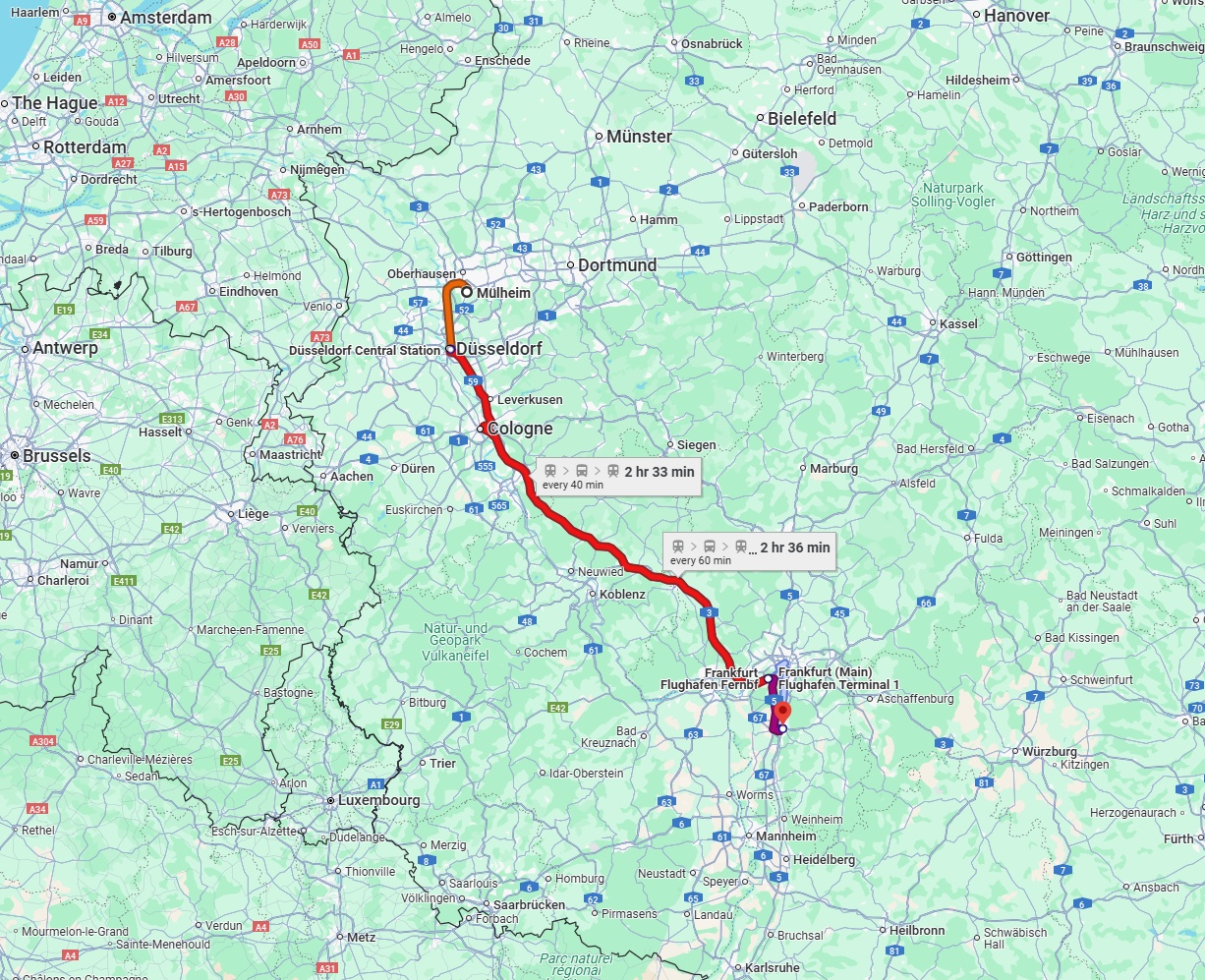 Anreise von Mülheim an der Ruhr Zu Darmstadt Über 