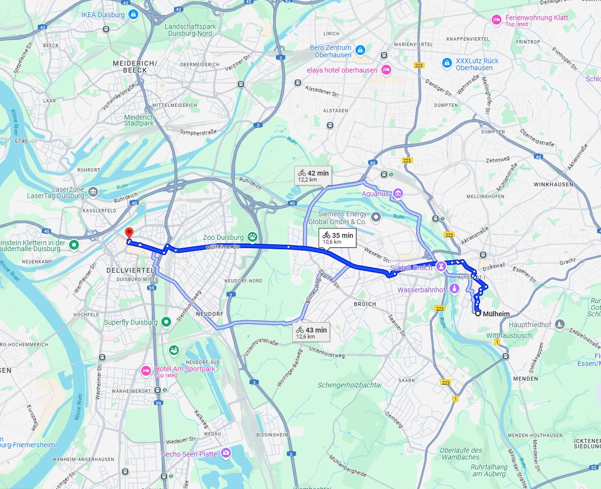 Anreise von Mülheim an der Ruhr Zu Duisburg Über 