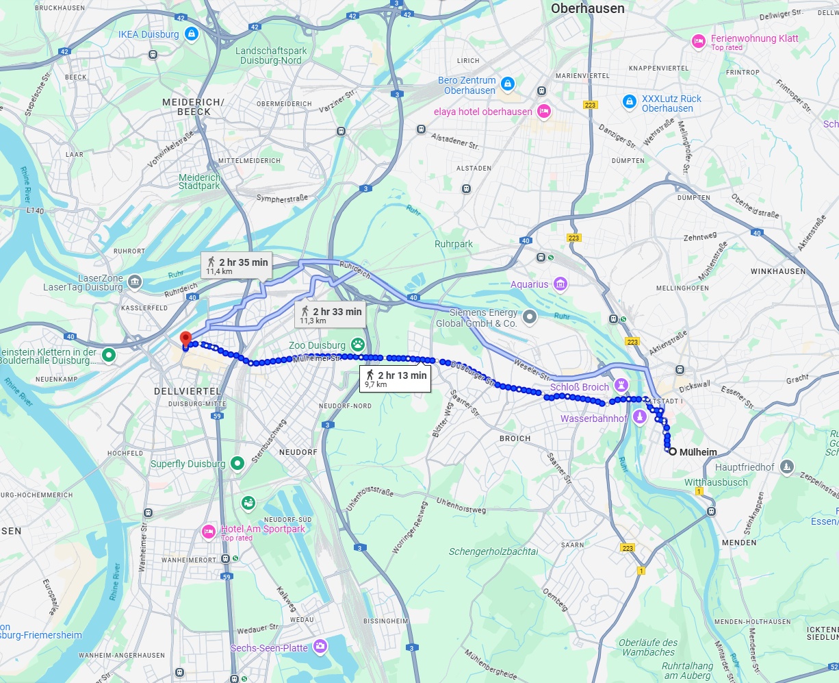 Anreise von Mülheim an der Ruhr Zu Duisburg Über 