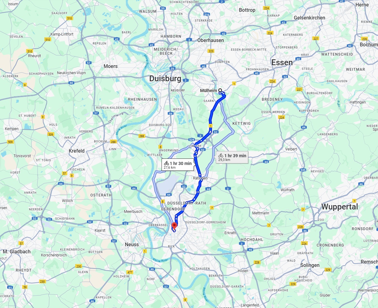 Anreise von Mülheim an der Ruhr Zu Düsseldorf Über 