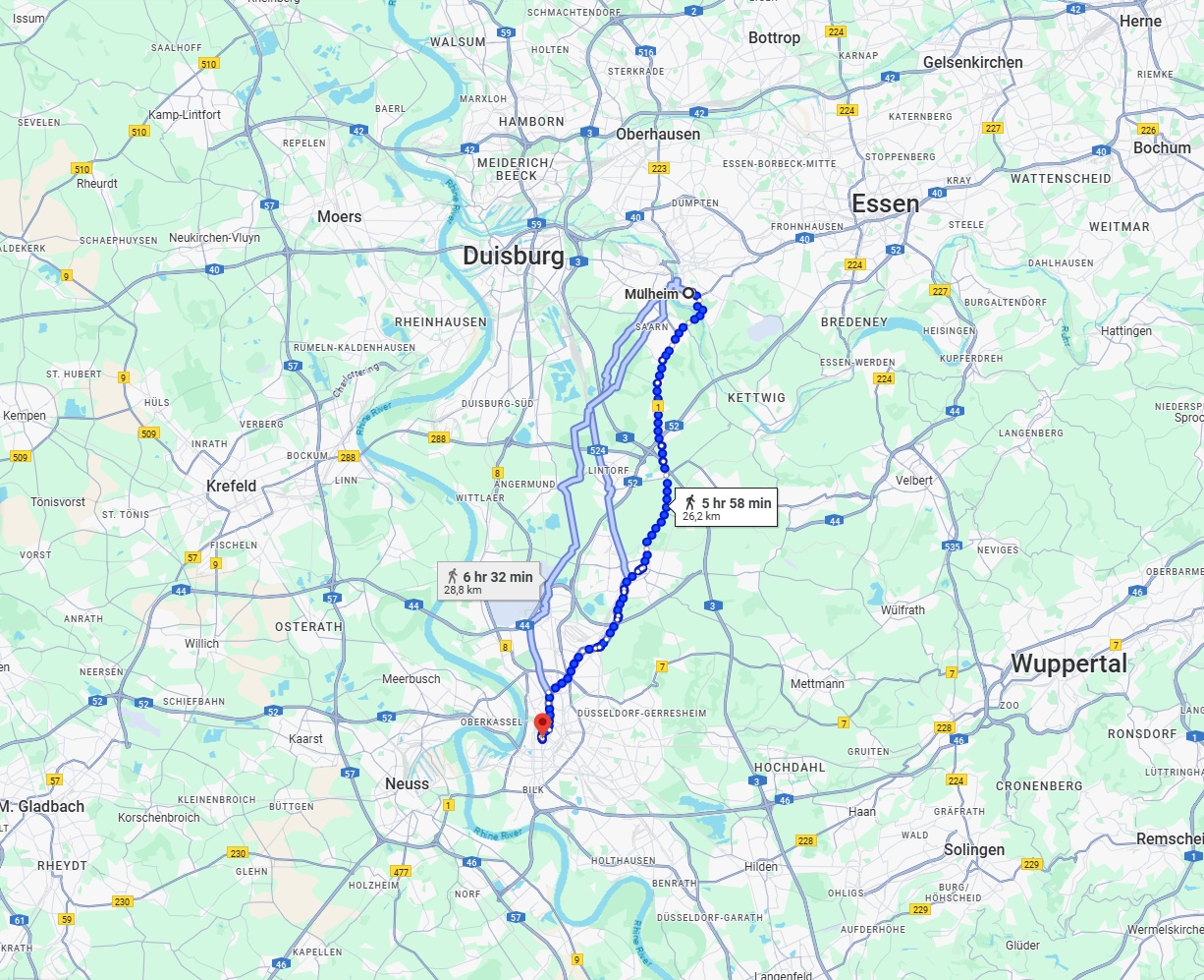 Anreise von Mülheim an der Ruhr Zu Düsseldorf Über 