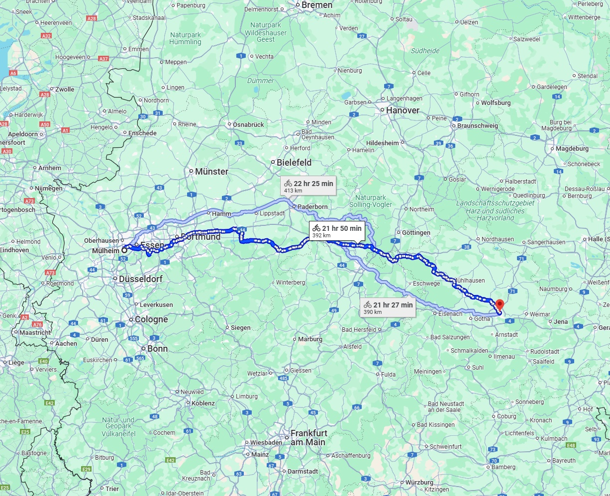 Anreise von Mülheim an der Ruhr Zu Erfurt Über 
