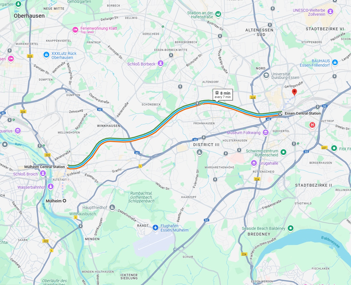 Anreise von Mülheim an der Ruhr Zu Essen Über 