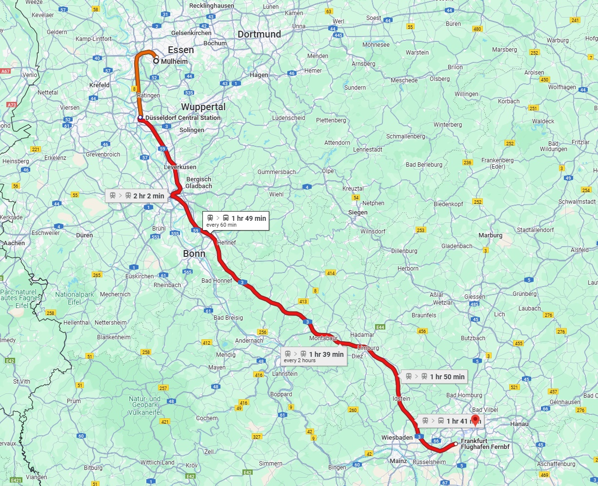 Anreise von Mülheim an der Ruhr Zu Frankfurt am Main Über 