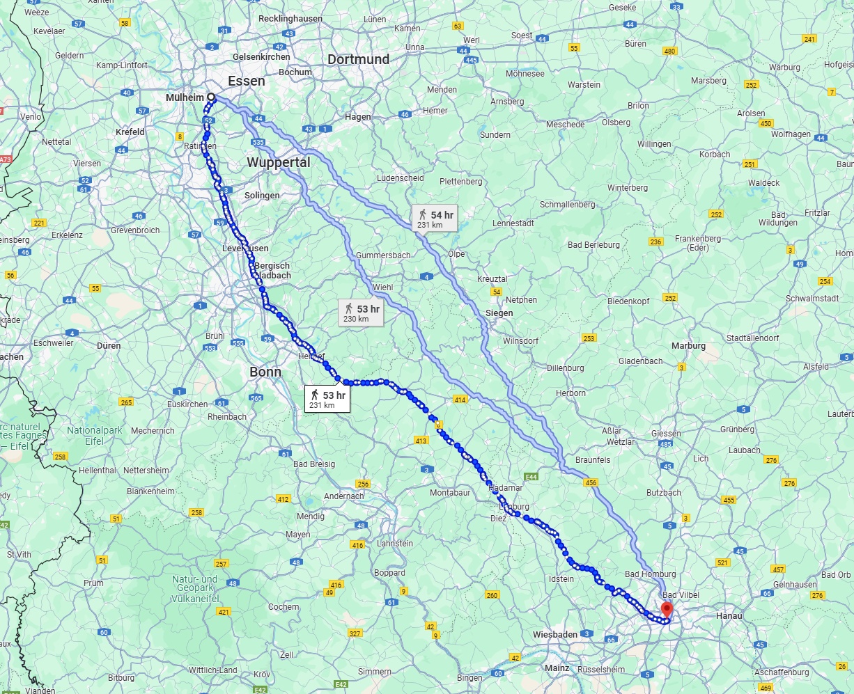 Anreise von Mülheim an der Ruhr Zu Frankfurt am Main Über 