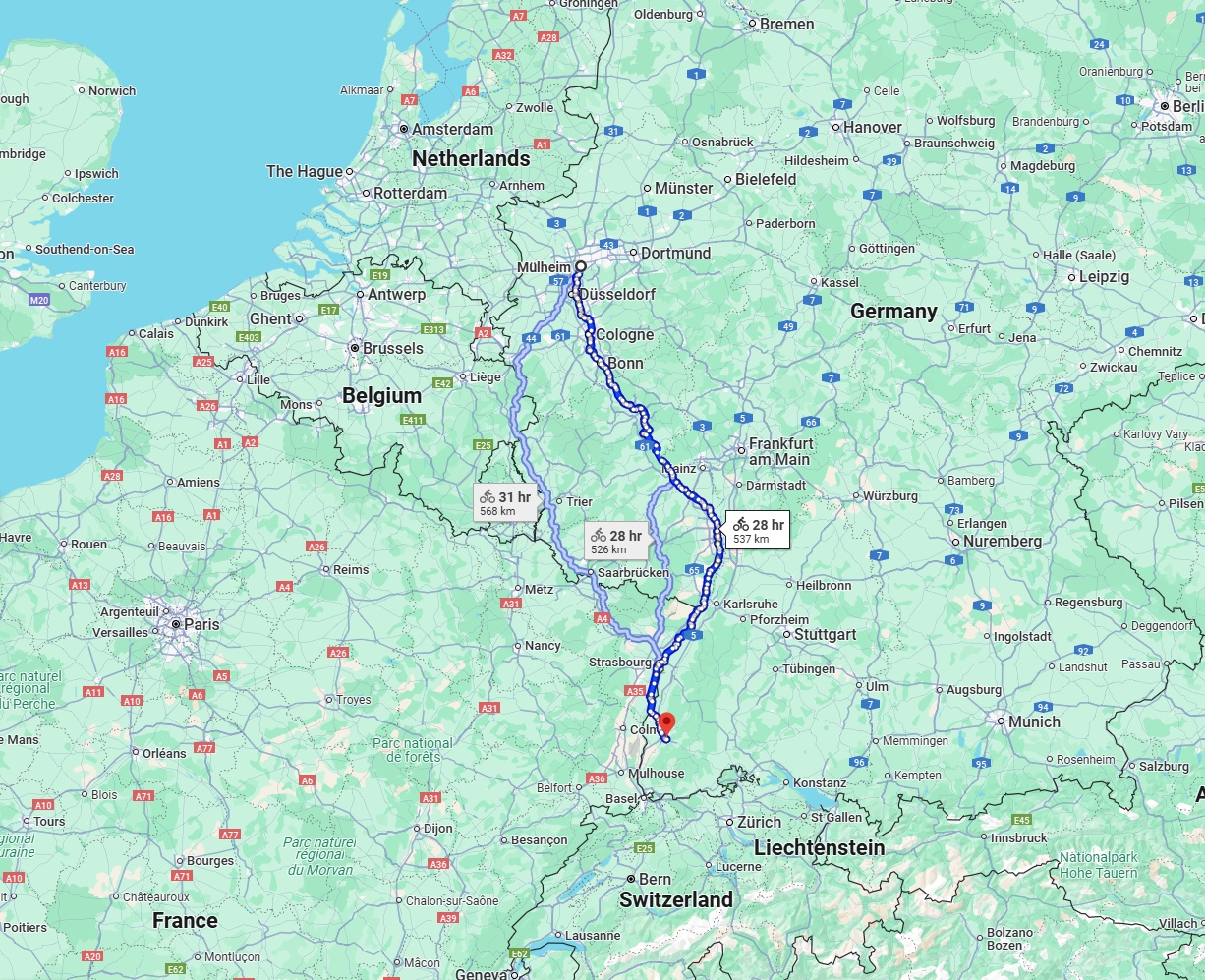 Anreise von Mülheim an der Ruhr Zu Freiburg im Breisgau Über 