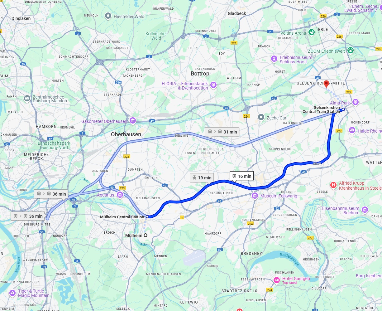 Anreise von Mülheim an der Ruhr Zu Gelsenkirchen Über 